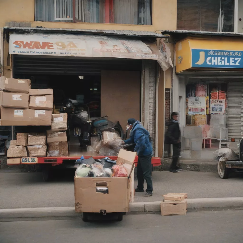 Xe tải 750kg đổ hàng tại cửa hàng