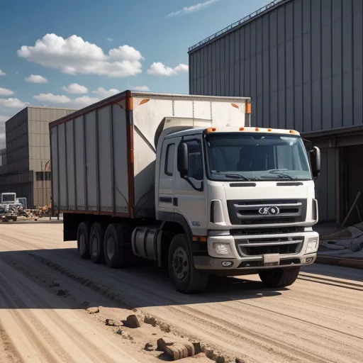 8x4 truck at a construction site