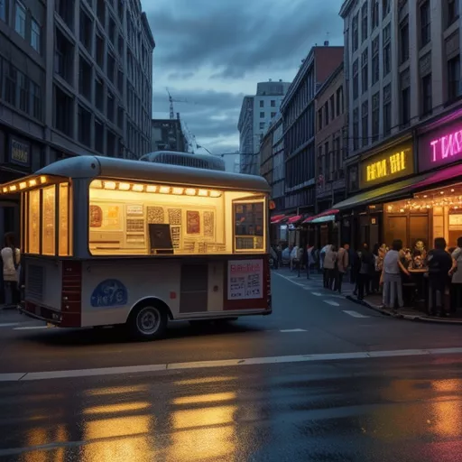 Food truck operating at night