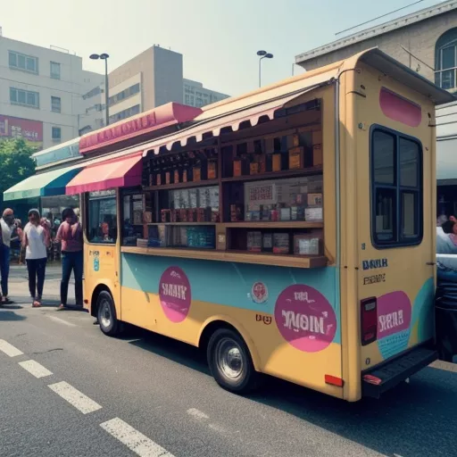 Busy food truck serving customers