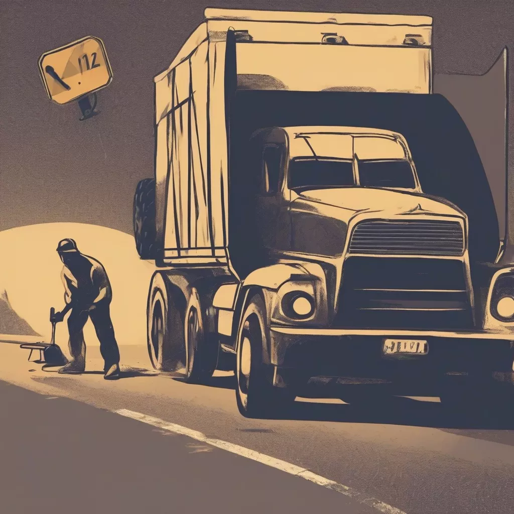 Truck with a flat tire