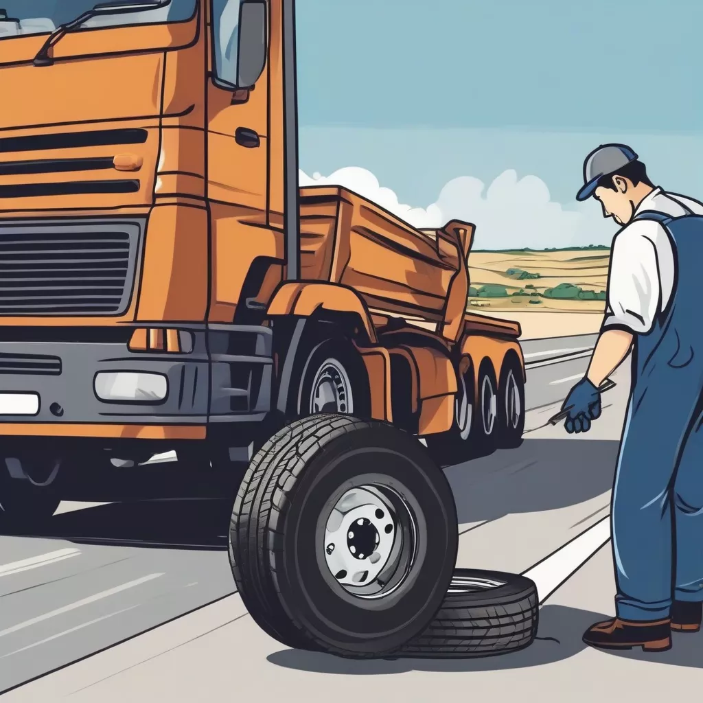 Truck with a Flat Tire on the Highway