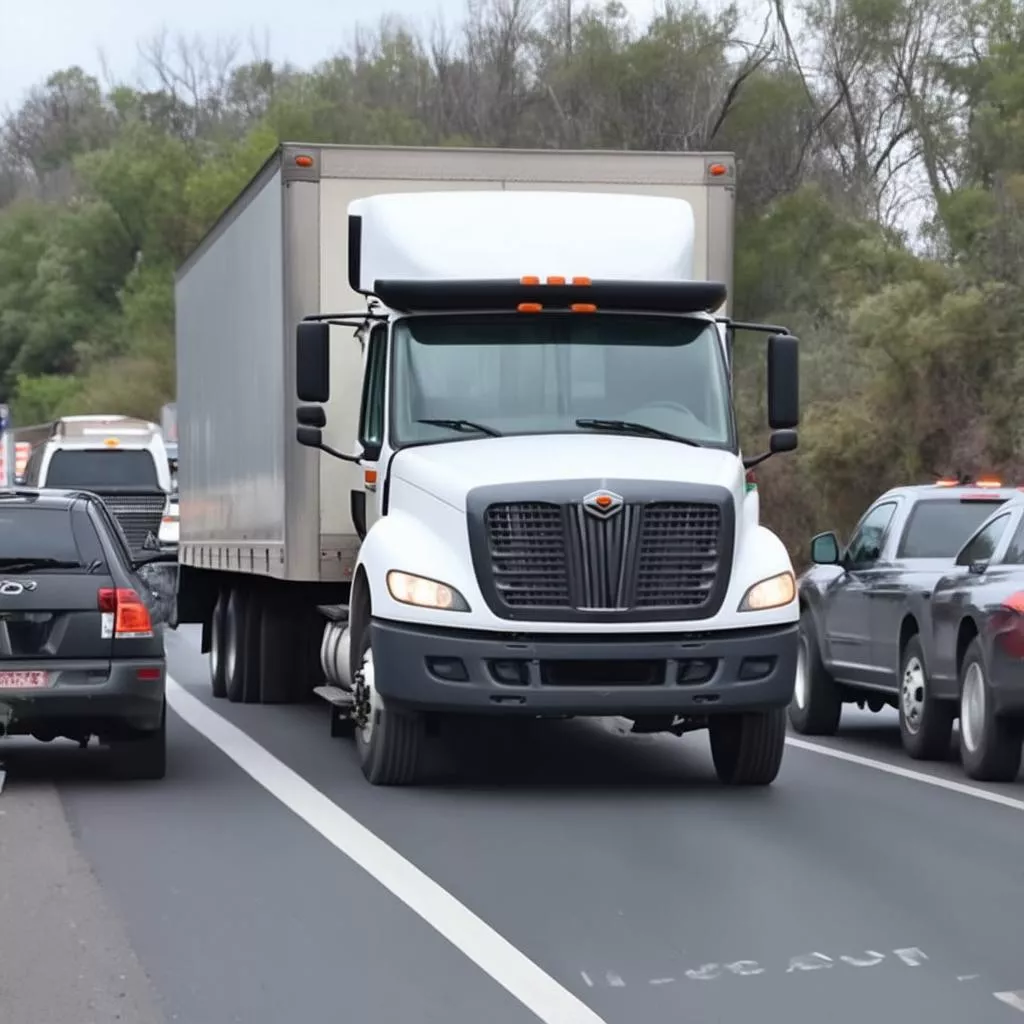 Xe tải bị kẹt xe