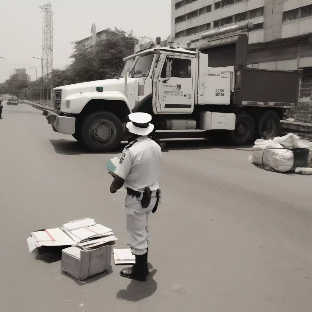 Truck being fined for overloading