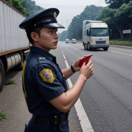 Truck Receiving a Fine for Driving in a Restricted Zone