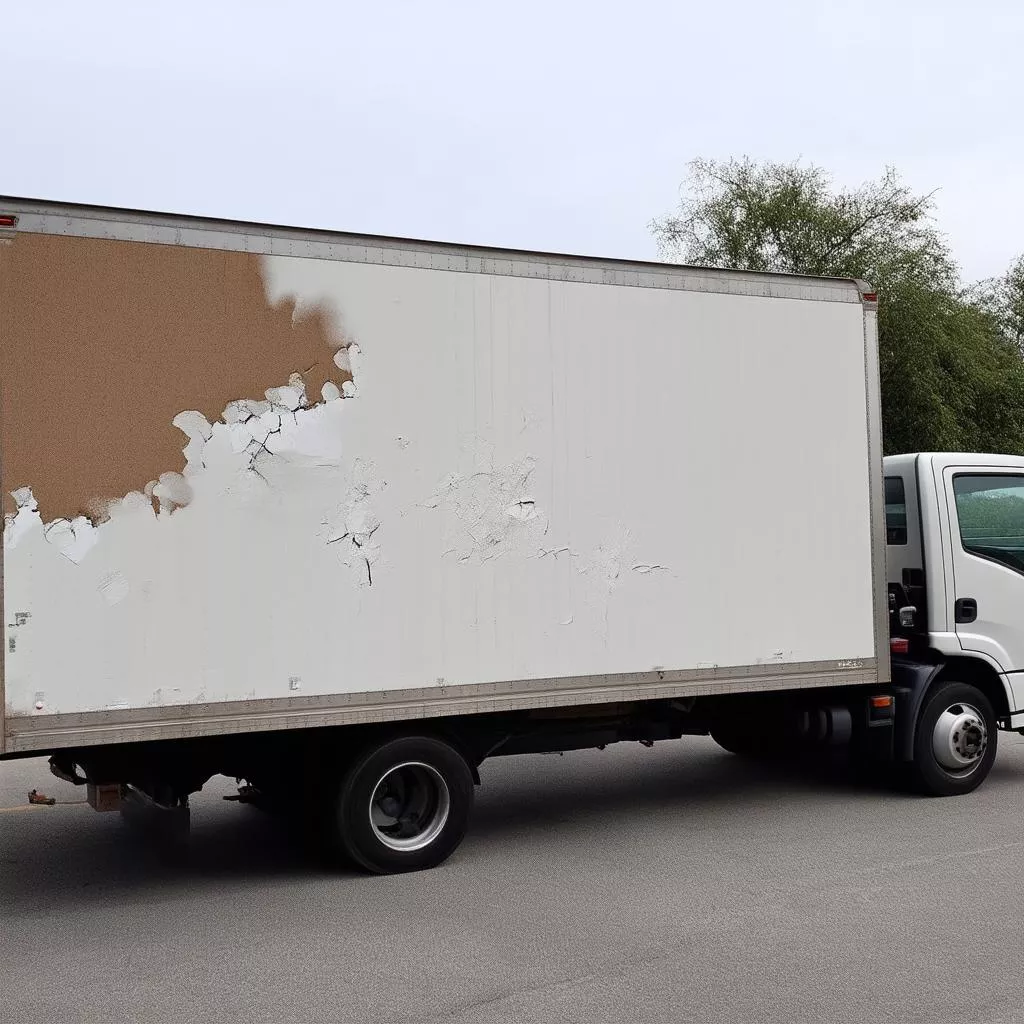 Truck with scratched paint