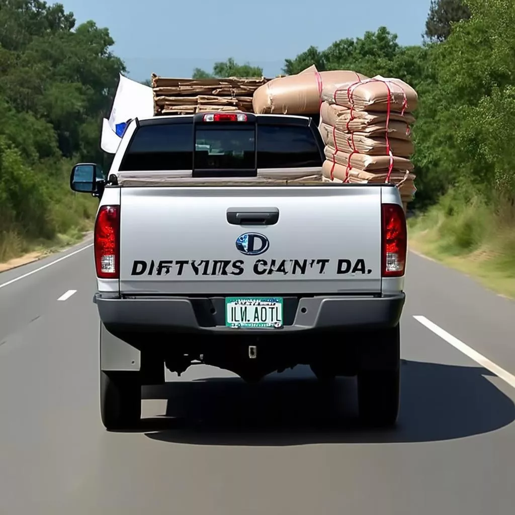 Camion immatriculé D transportant des marchandises