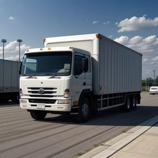 짐을 내리는 17.9톤 캠크 YC6MK300-33 윙바디 트럭