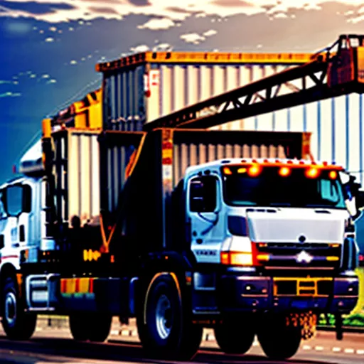 Used Crane Truck Transporting Cargo