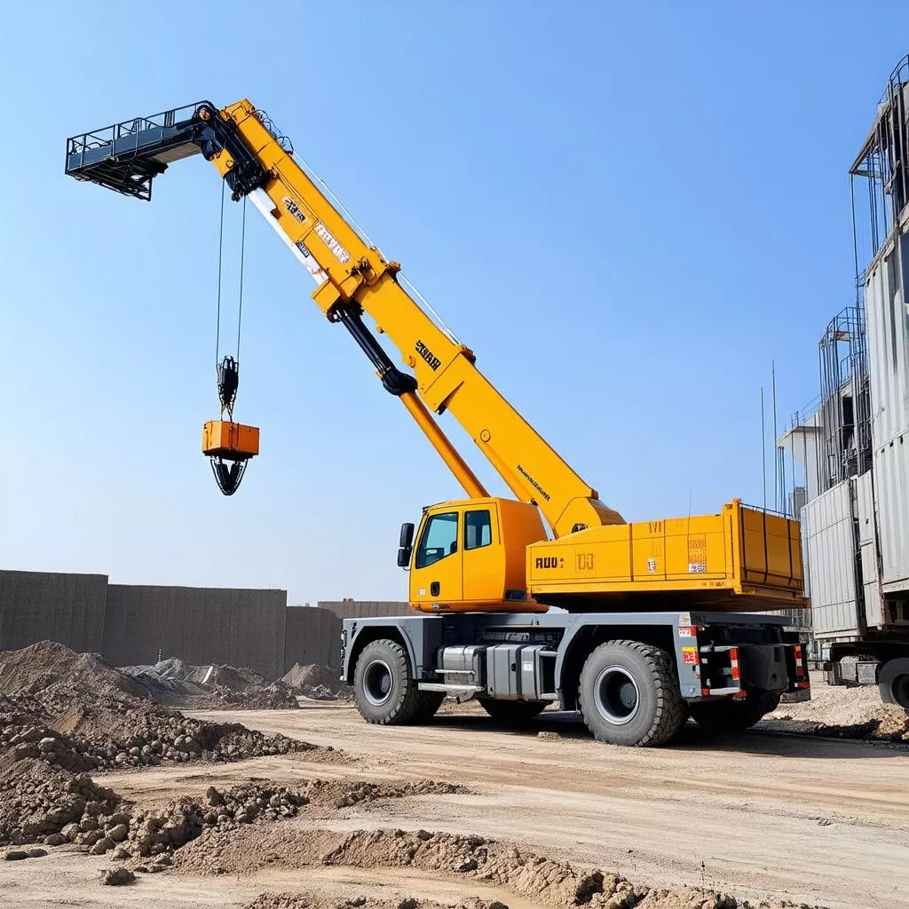 Crane truck in operation