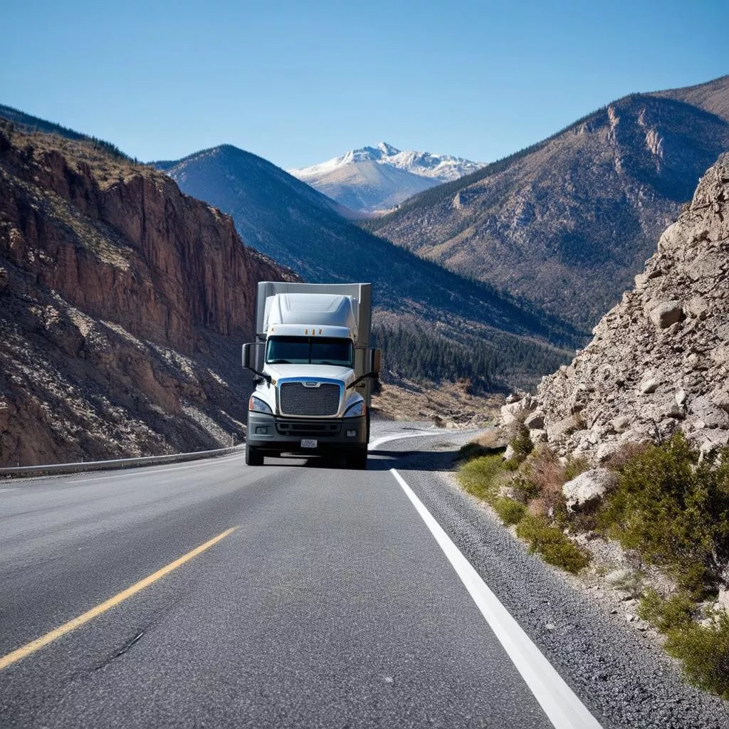 Truck Driving on a Mountain Pass