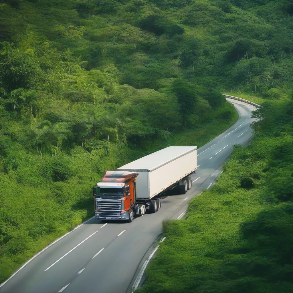 Truck driving on the road