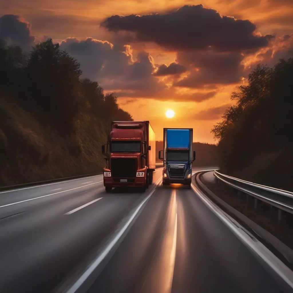 Truck driving on the road