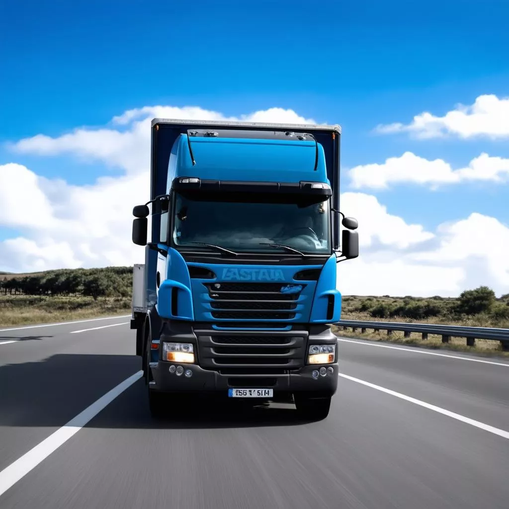 Xe tải chạy trên đường