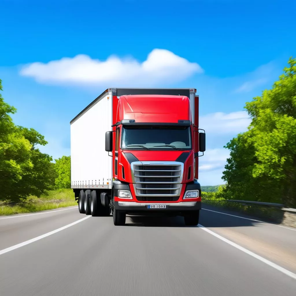 Xe tải chạy trên đường