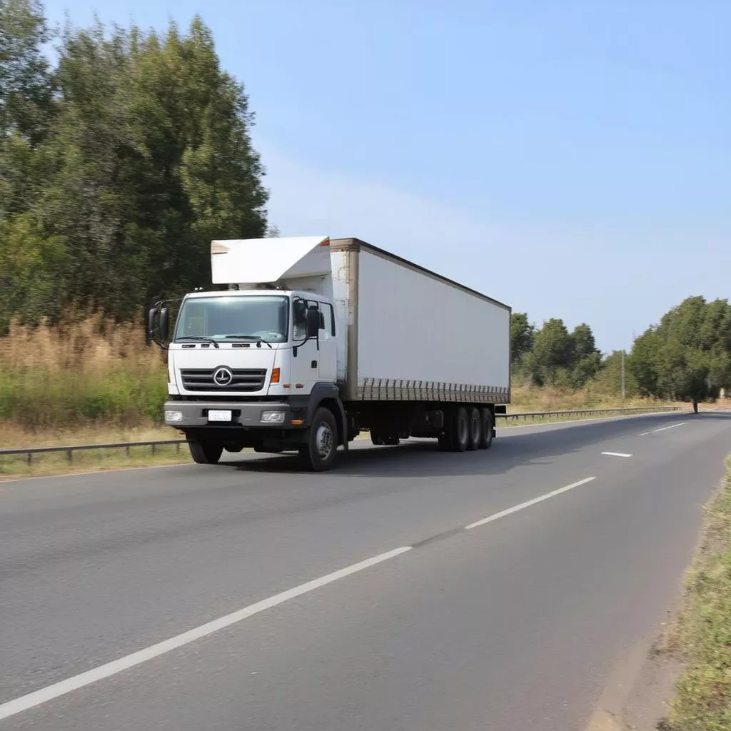 Xe tải chạy trên đường