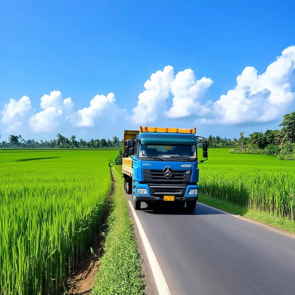 Xe tải chạy trên đường