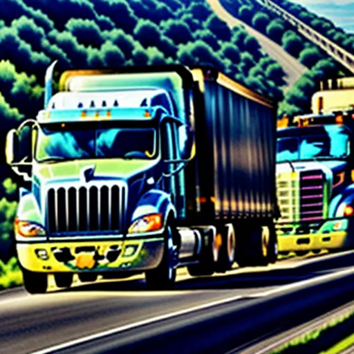 Truck driving on a highway