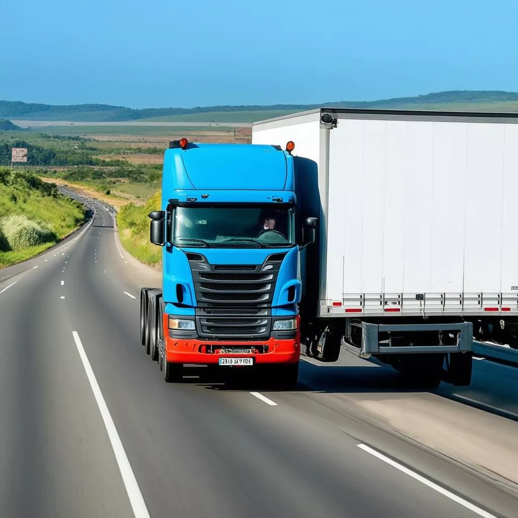 Xe tải chạy trên đường cao tốc