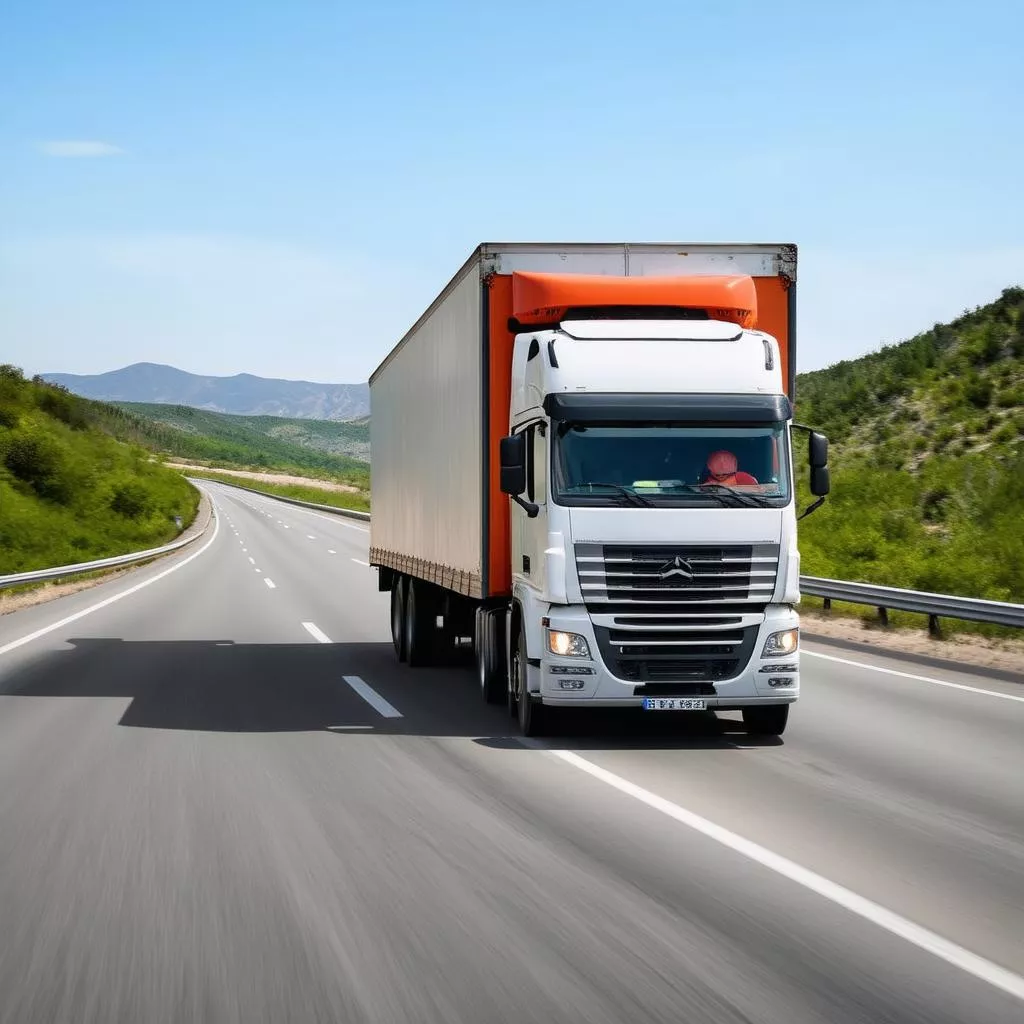 Xe tải chạy trên đường cao tốc