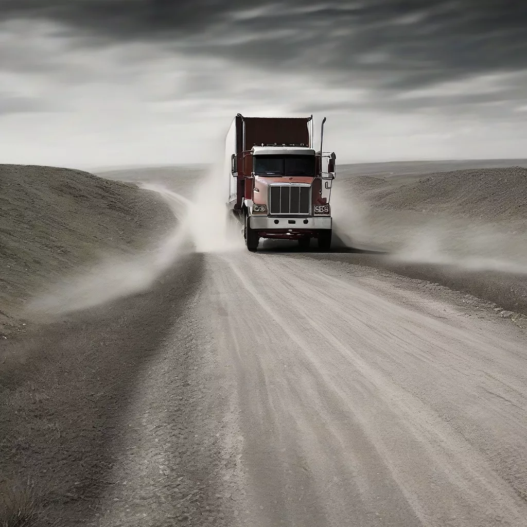 Camion roulant sur une route accidentée