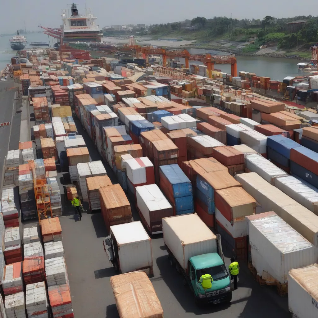 Truck carrying smuggled goods at a port