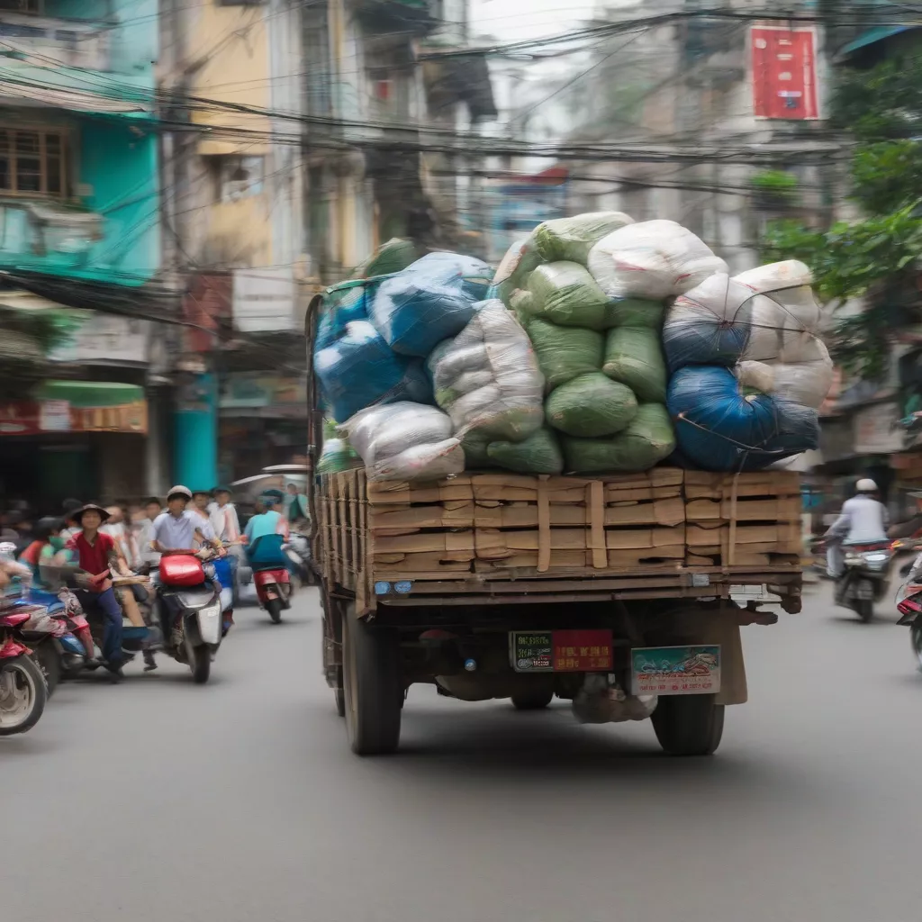 Xe tải chở hàng tại Hà Nội