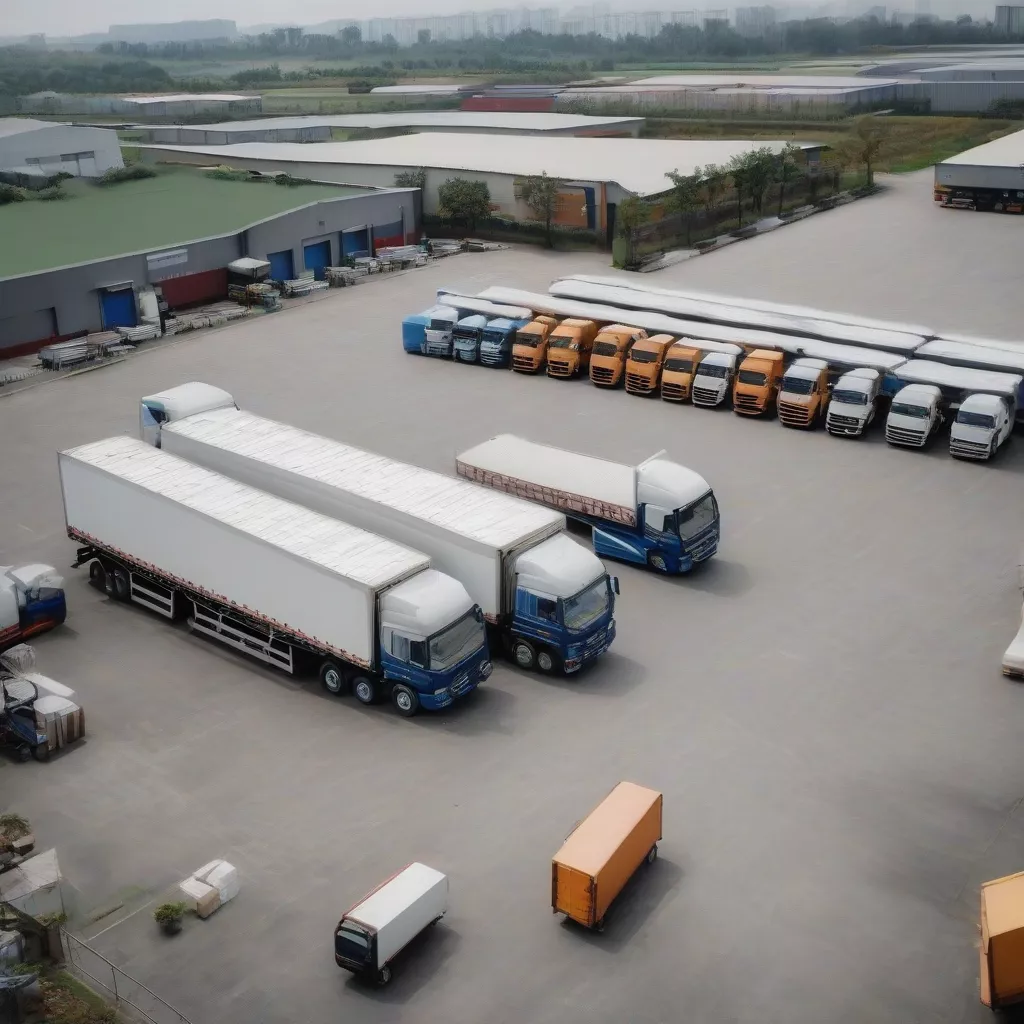 Truck waiting for loading and unloading at the warehouse