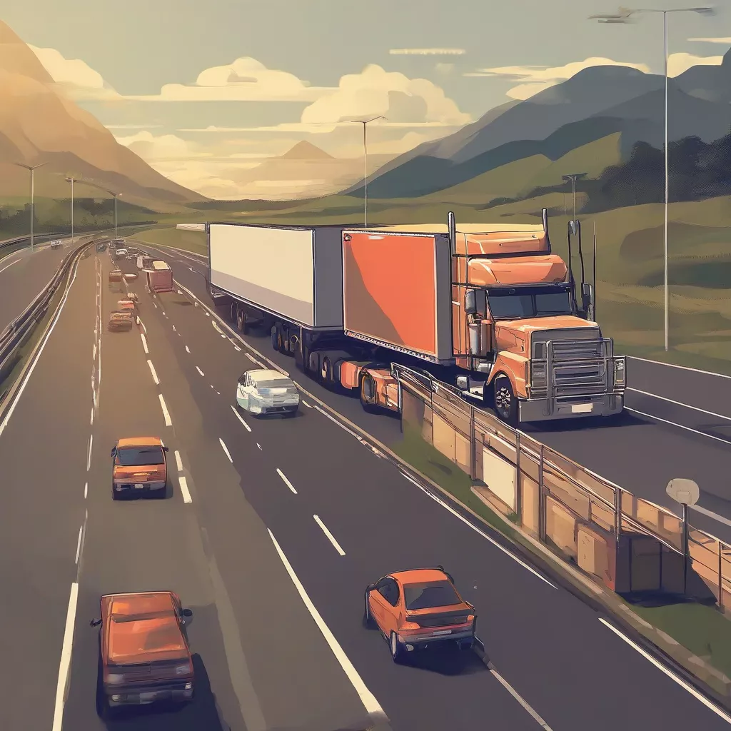 Xe tải chở hàng trên đường