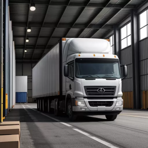 Camião a carregar mercadorias num armazém
