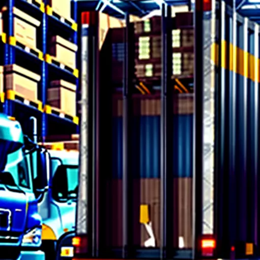 Cargo trucks in a warehouse