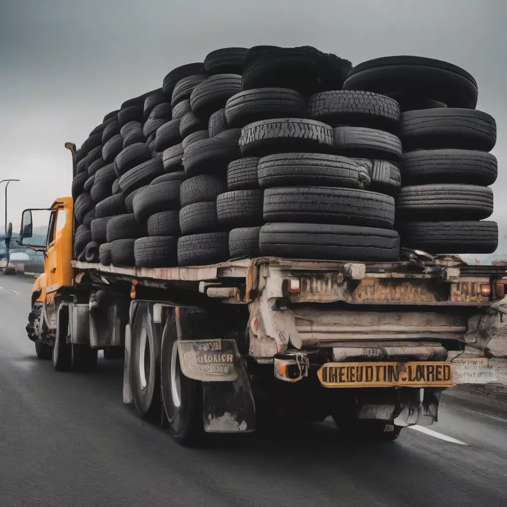 Xe tải vận chuyển lốp xe cũ