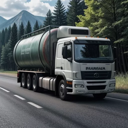 Camion che trasporta un serbatoio di irrigazione