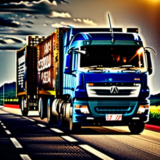 Xe tải công ten nơ đang chạy