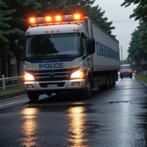 Traffic police truck at an accident scene