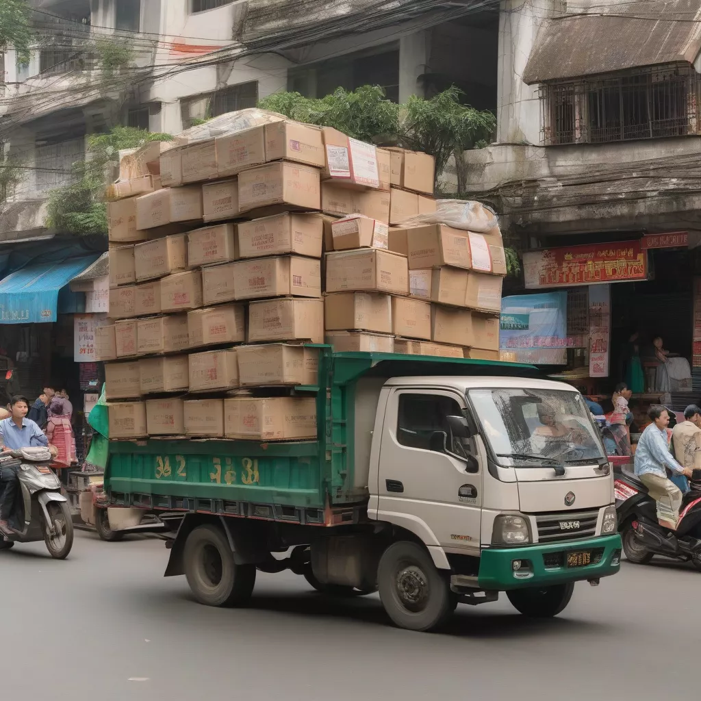 Daewoo Truck Carrying Goods in Hoan Kiem District