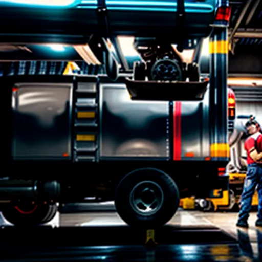 Truck undergoing maintenance