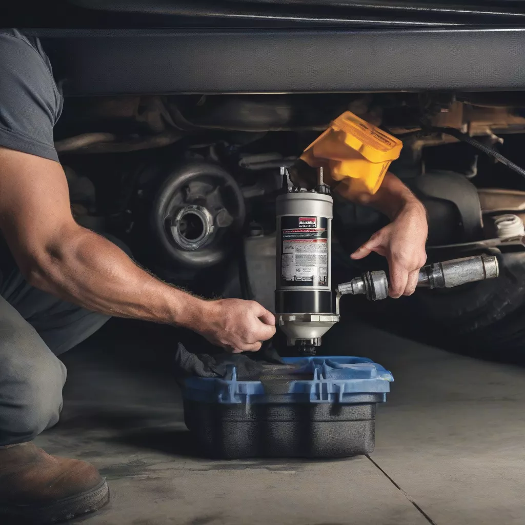 Truck undergoing maintenance