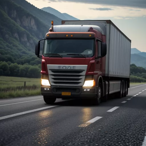 Xe tải đang chạy trên đường