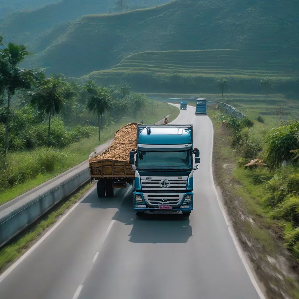 도로를 주행 중인 트럭