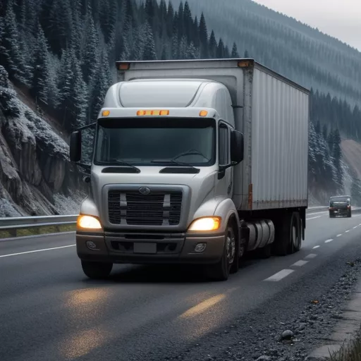 Xe tải đang di chuyển trên đường