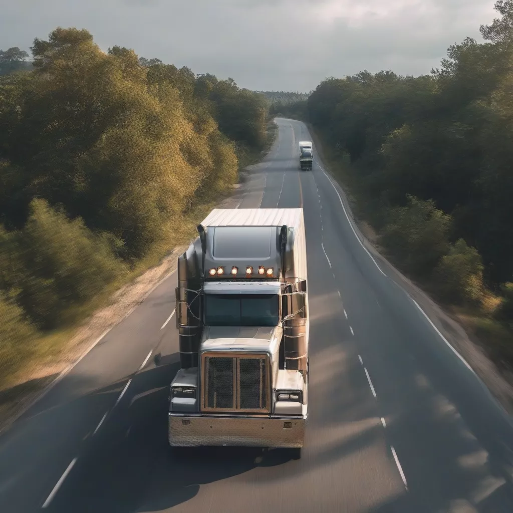 Xe tải đang di chuyển trên đường