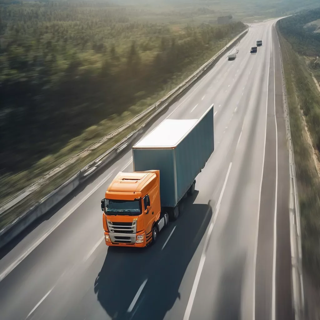 Xe tải đang di chuyển trên đường cao tốc