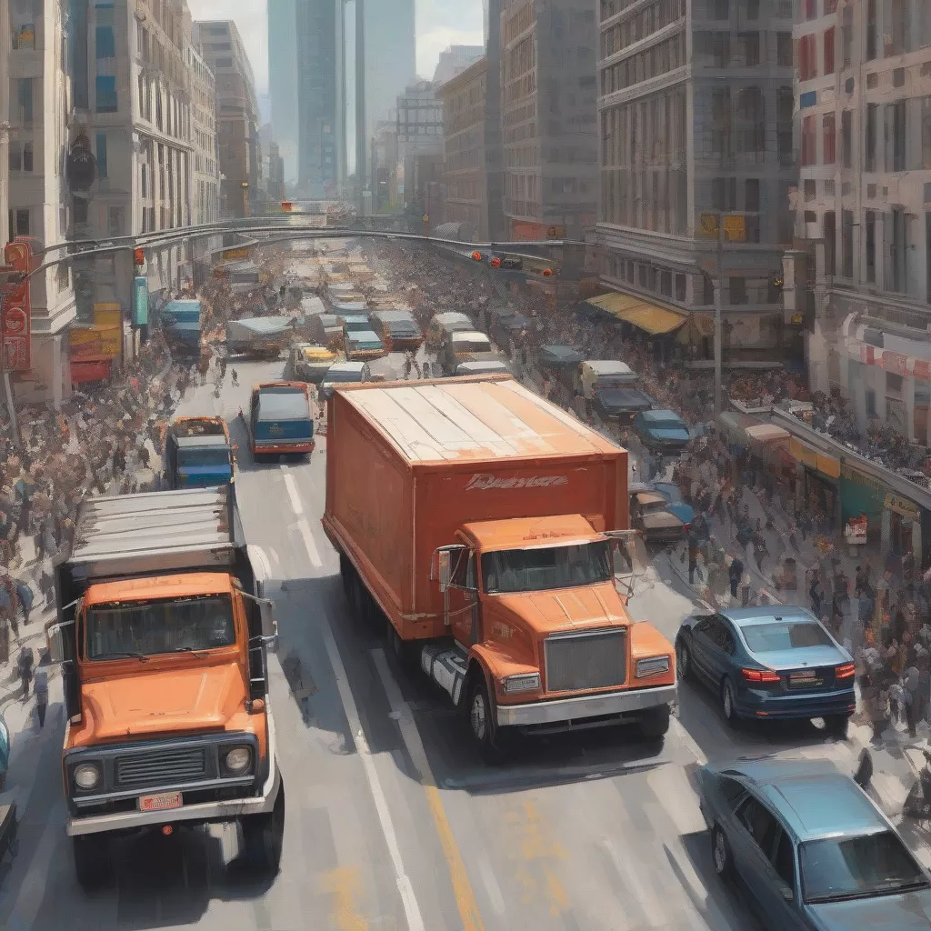 Xe tải đang lưu thông trên đường