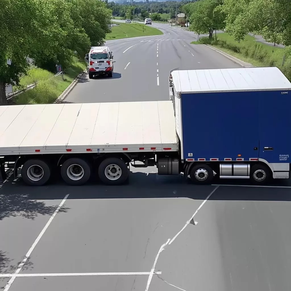 Xe tải đang quay đầu