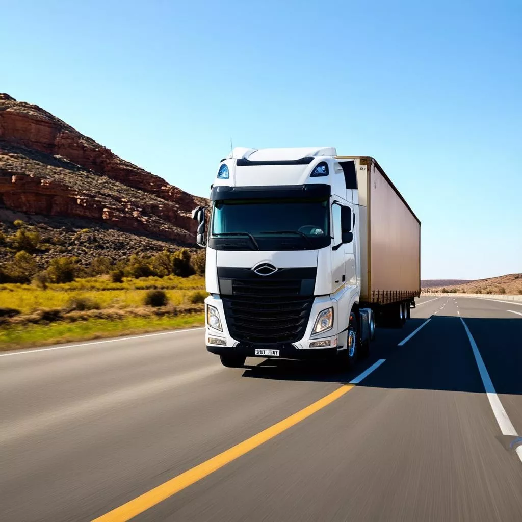 Xe tải di chuyển trên đường