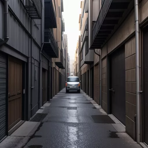 Camion circulant dans une ruelle étroite