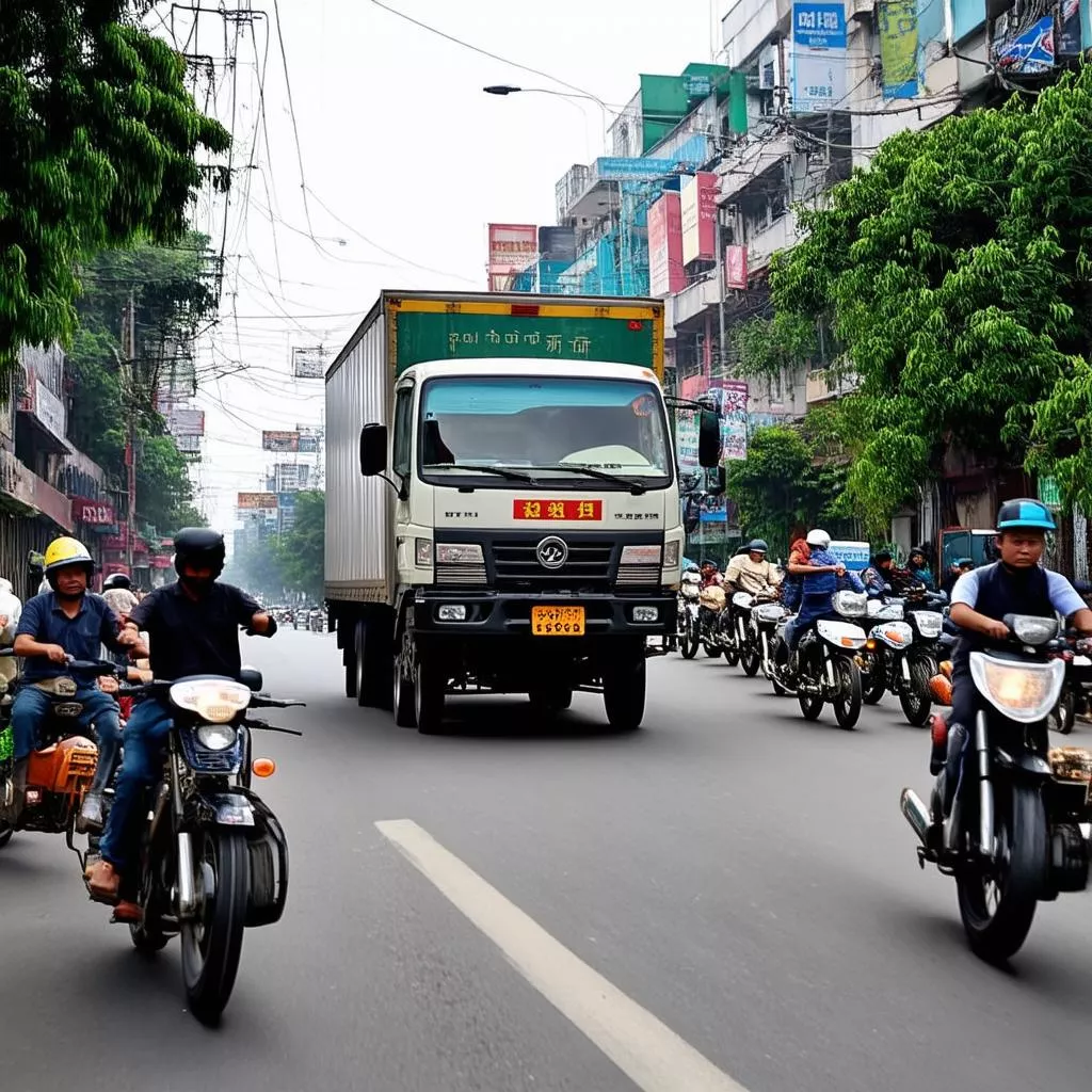 Camion in transito in città