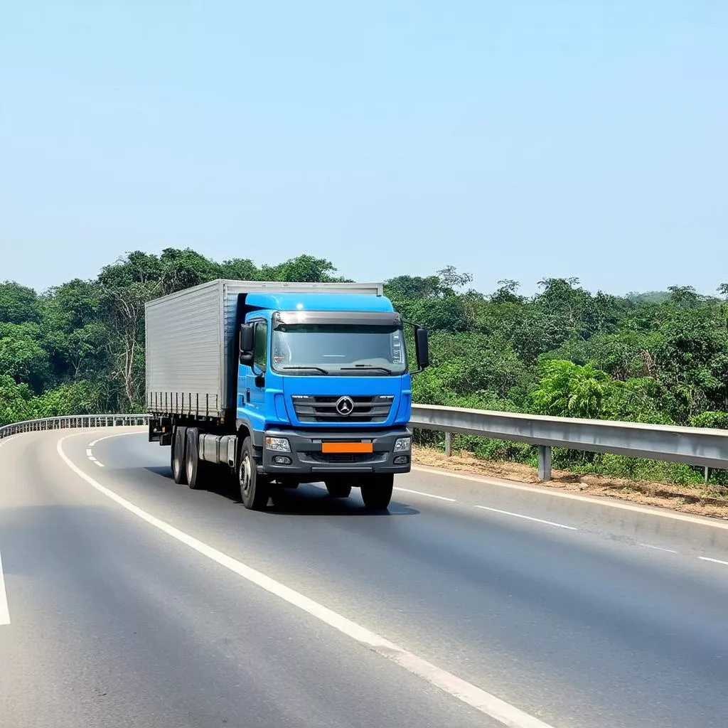 Truck crossing Chuong Duong bridge