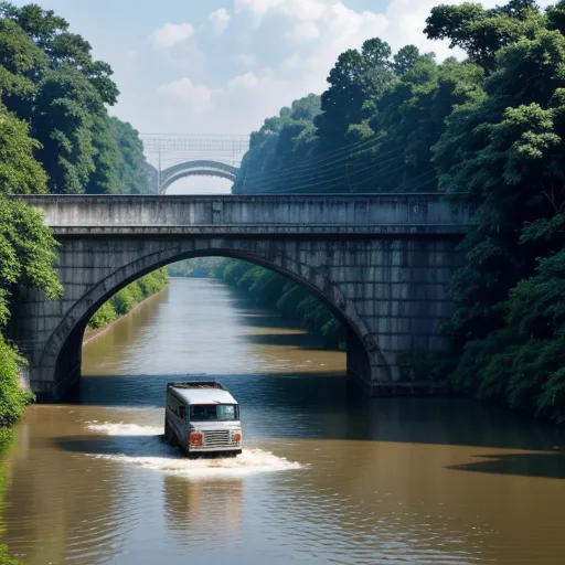 Truck crossing Chuong Duong Bridge in Hanoi